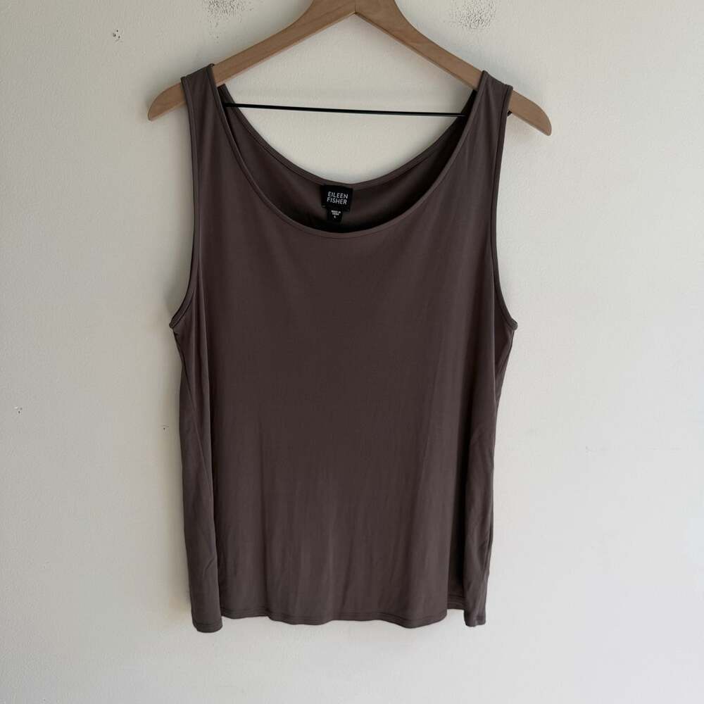 Eileen Fisher 100% Silk Mauve Sleeveless Top Size L Layer Lagenlook Quiet Luxury